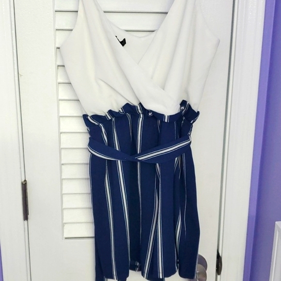 Lily Rose Blue & White striped romper Juinors XS - Picture 4 of 7